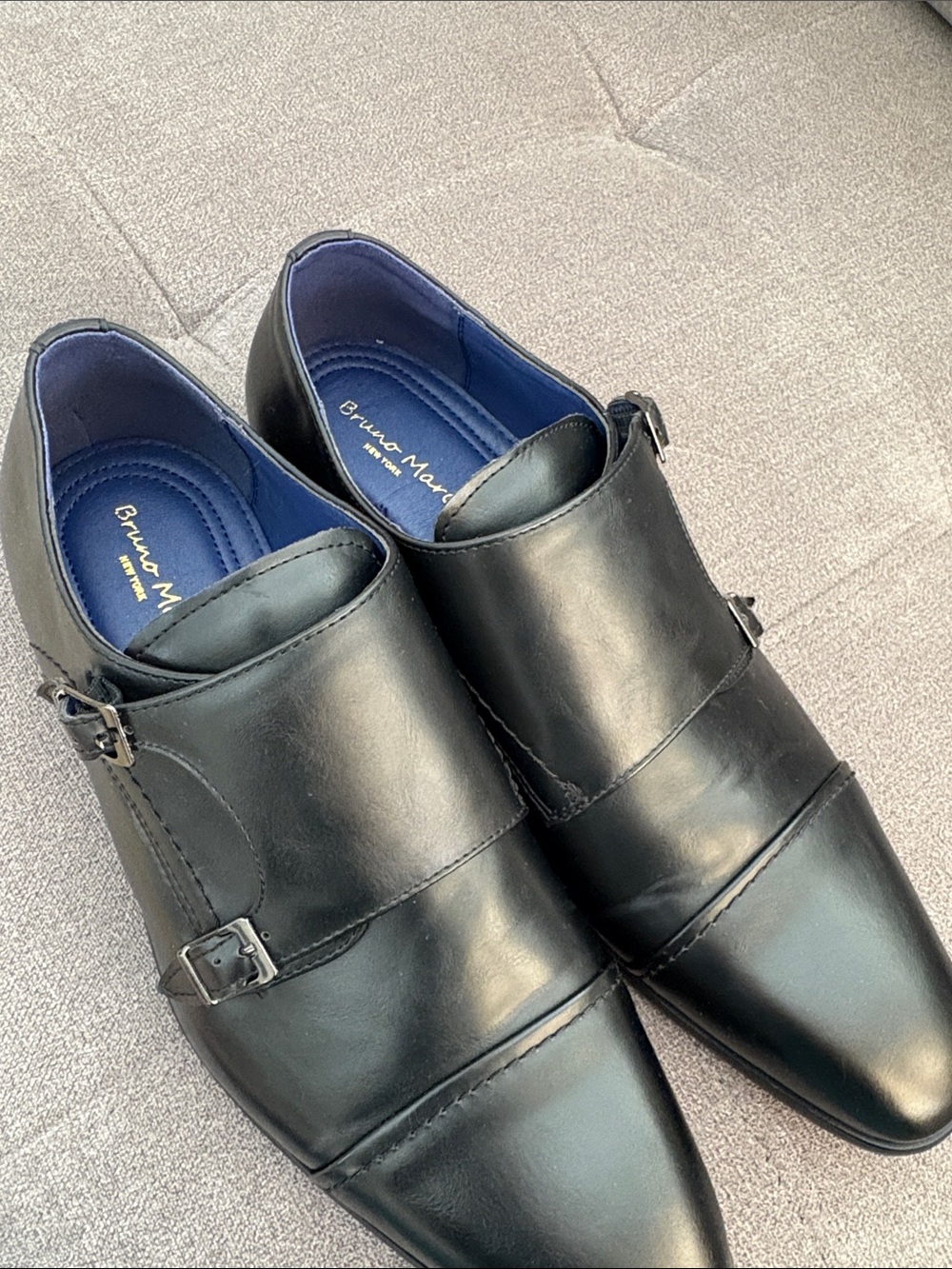 Bruno Marc Men's Black Double Monk Strap Dress Shoes size 9.5